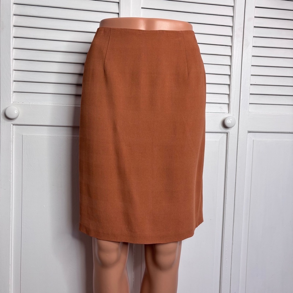 DONNA GRAY Orange Plaid Pencil Skirt Size 8